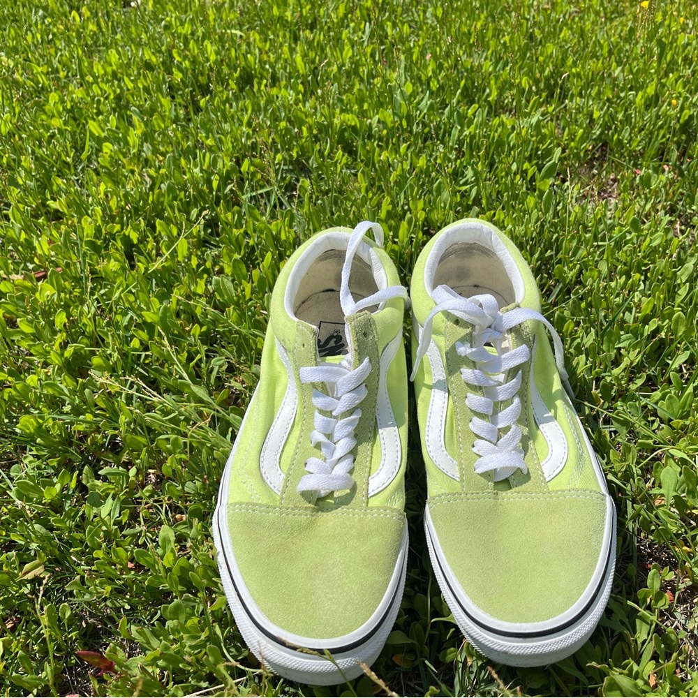 Vans Green and White Sneakers Suede Canvas Low-Top